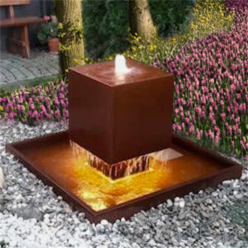 Industrial Style Corten Outdoor Water Fountain Design